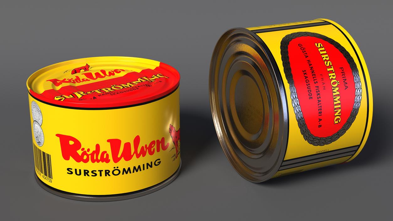 Cans of Surstromming with Can Opener Collection 3D