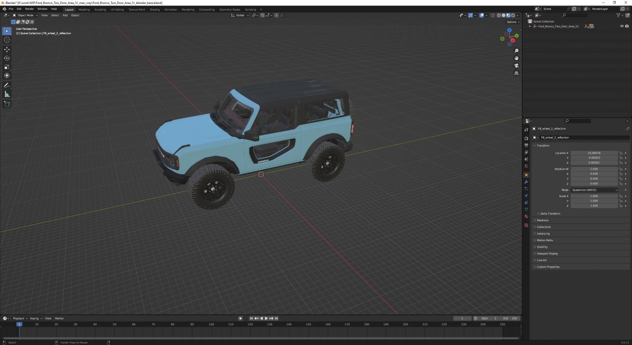 3D Ford Bronco Two Door Area 51 model