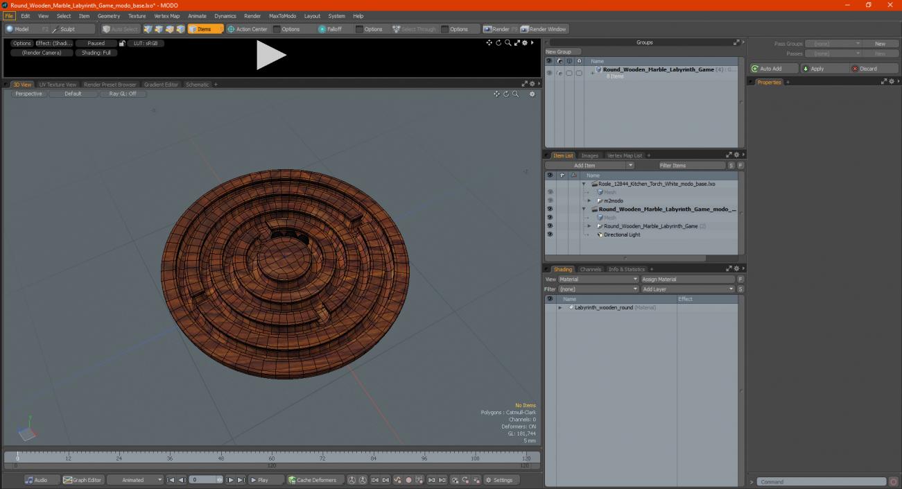 Round Wooden Marble Labyrinth Game 3D model