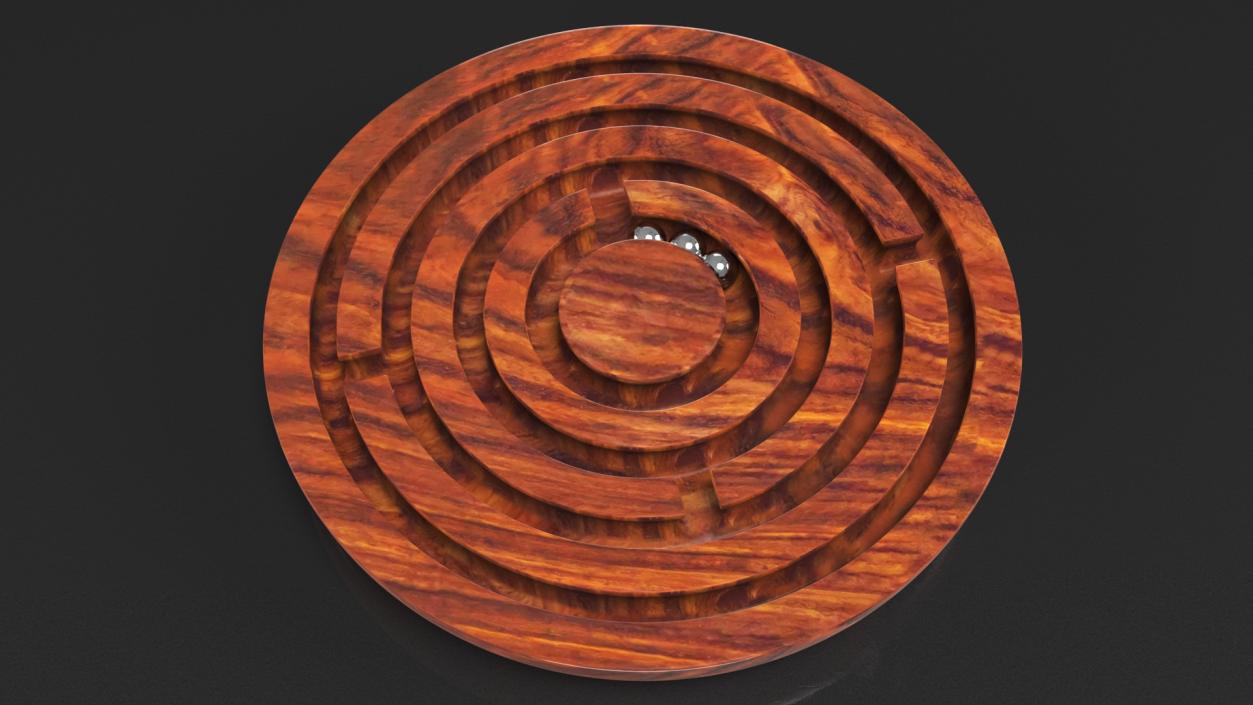 Round Wooden Marble Labyrinth Game 3D model