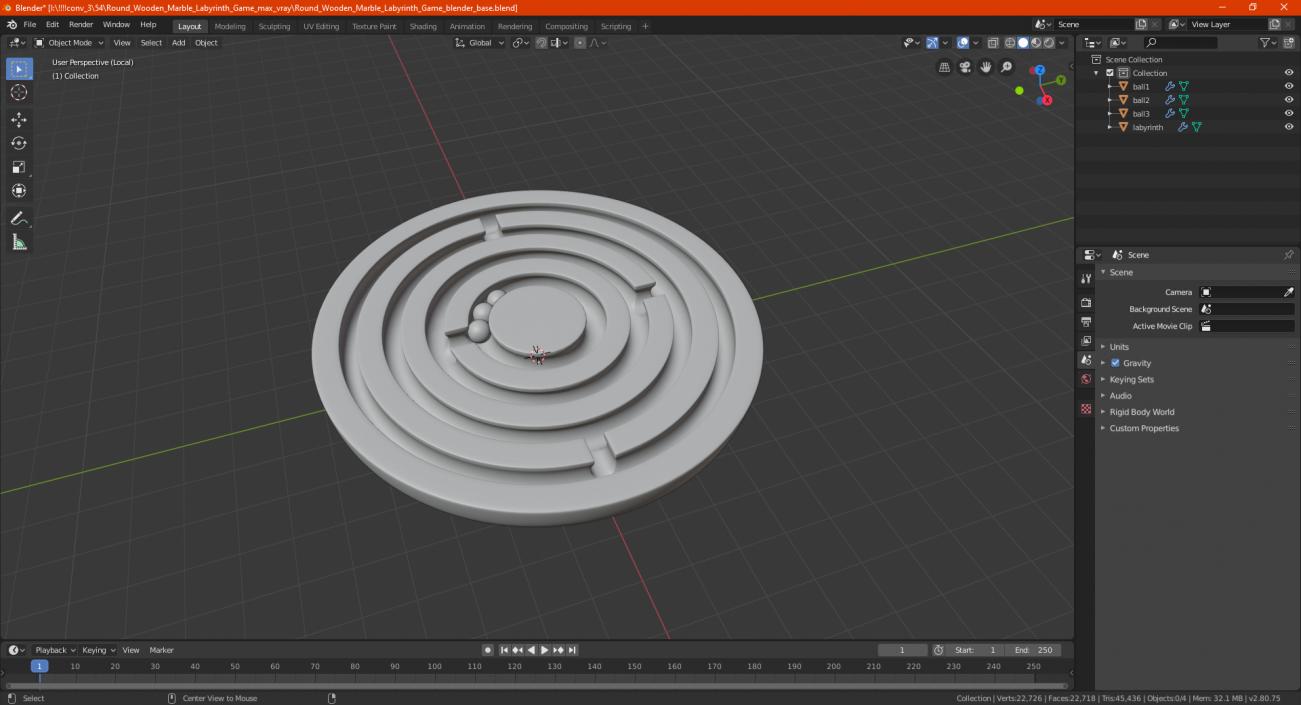 Round Wooden Marble Labyrinth Game 3D model