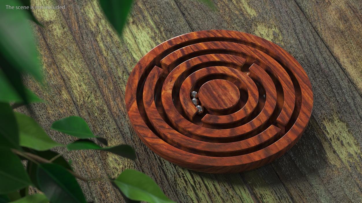 Round Wooden Marble Labyrinth Game 3D model