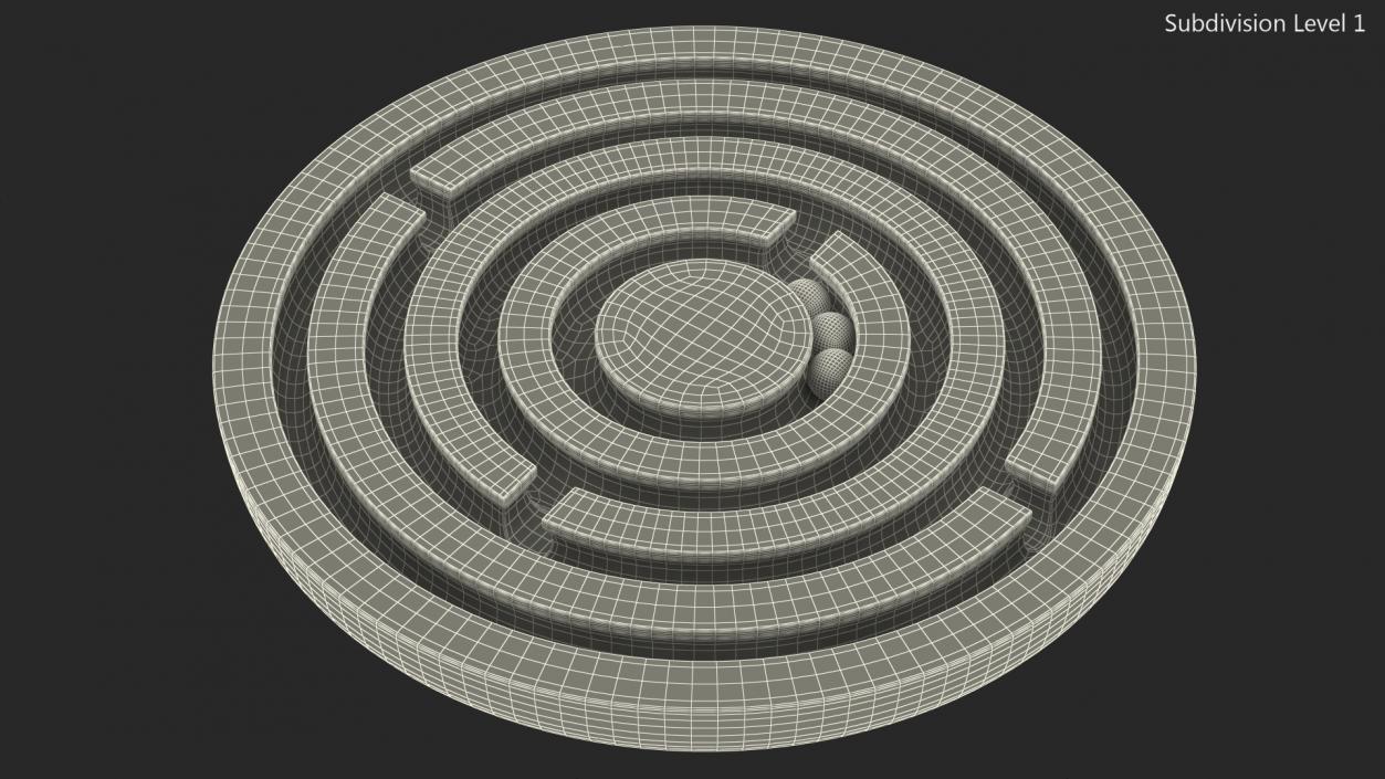 Round Wooden Marble Labyrinth Game 3D model