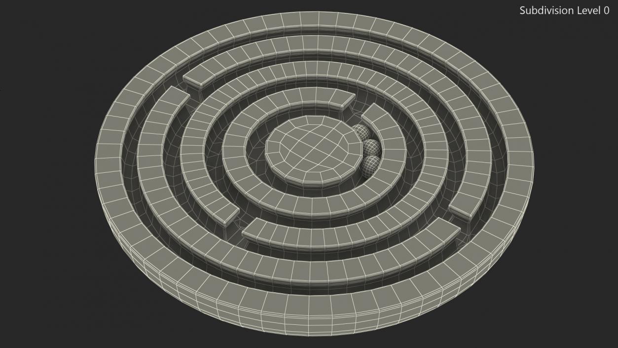 Round Wooden Marble Labyrinth Game 3D model