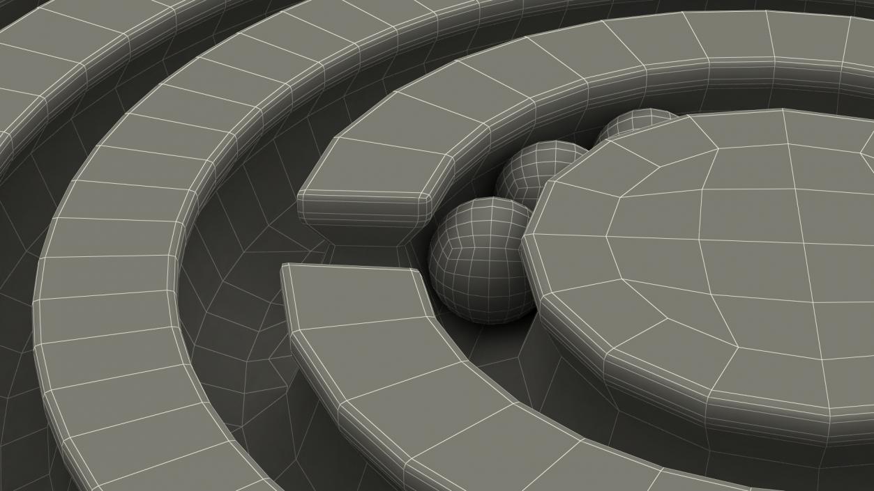 Round Wooden Marble Labyrinth Game 3D model