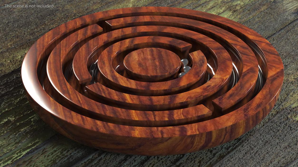 Round Wooden Marble Labyrinth Game 3D model