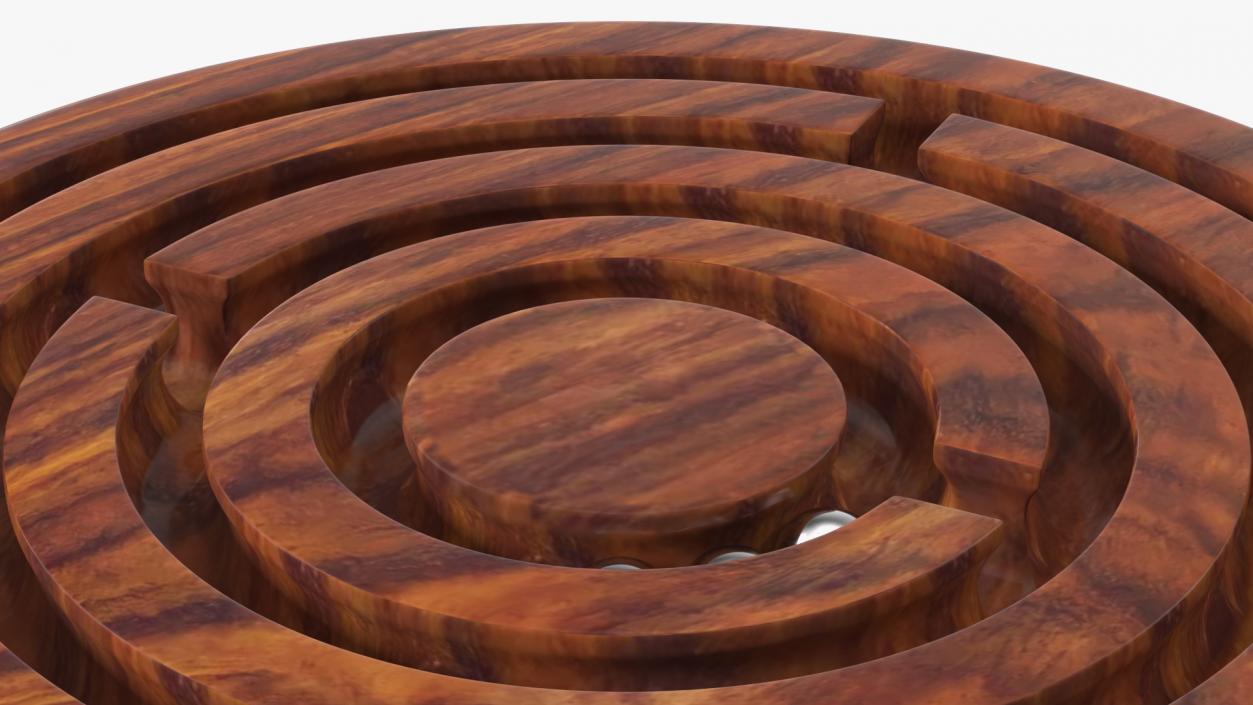 Round Wooden Marble Labyrinth Game 3D model