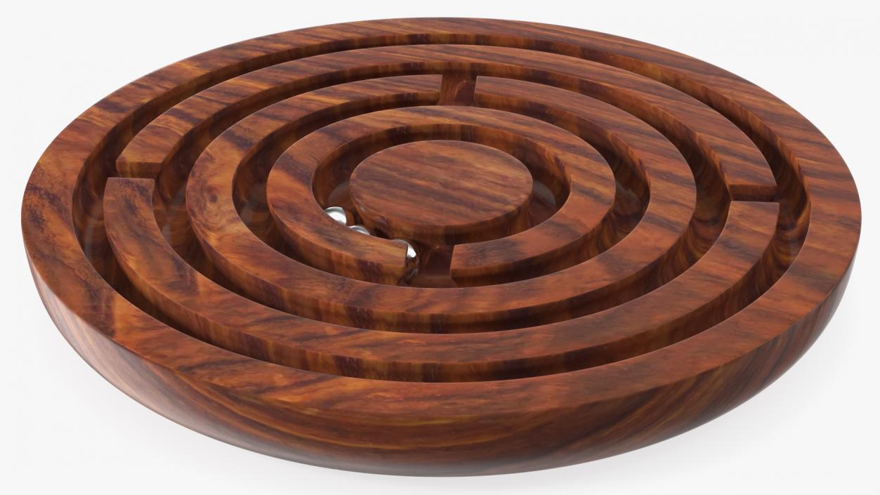 Round Wooden Marble Labyrinth Game 3D model