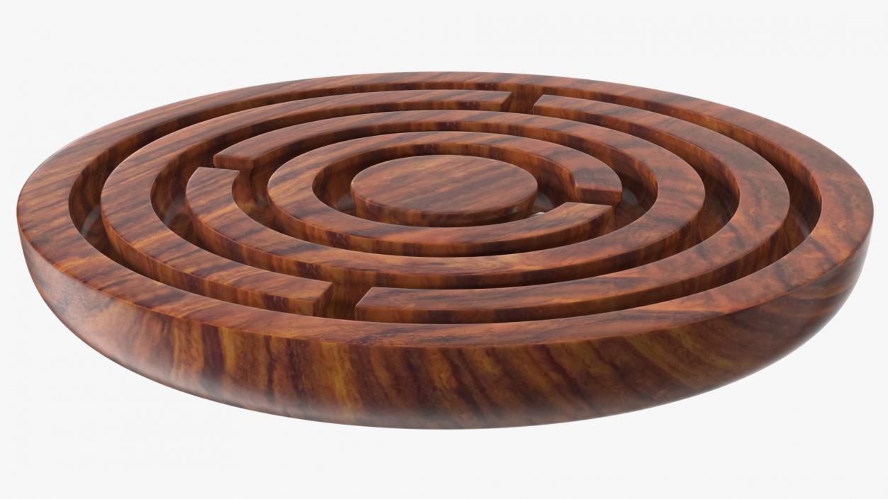 Round Wooden Marble Labyrinth Game 3D model