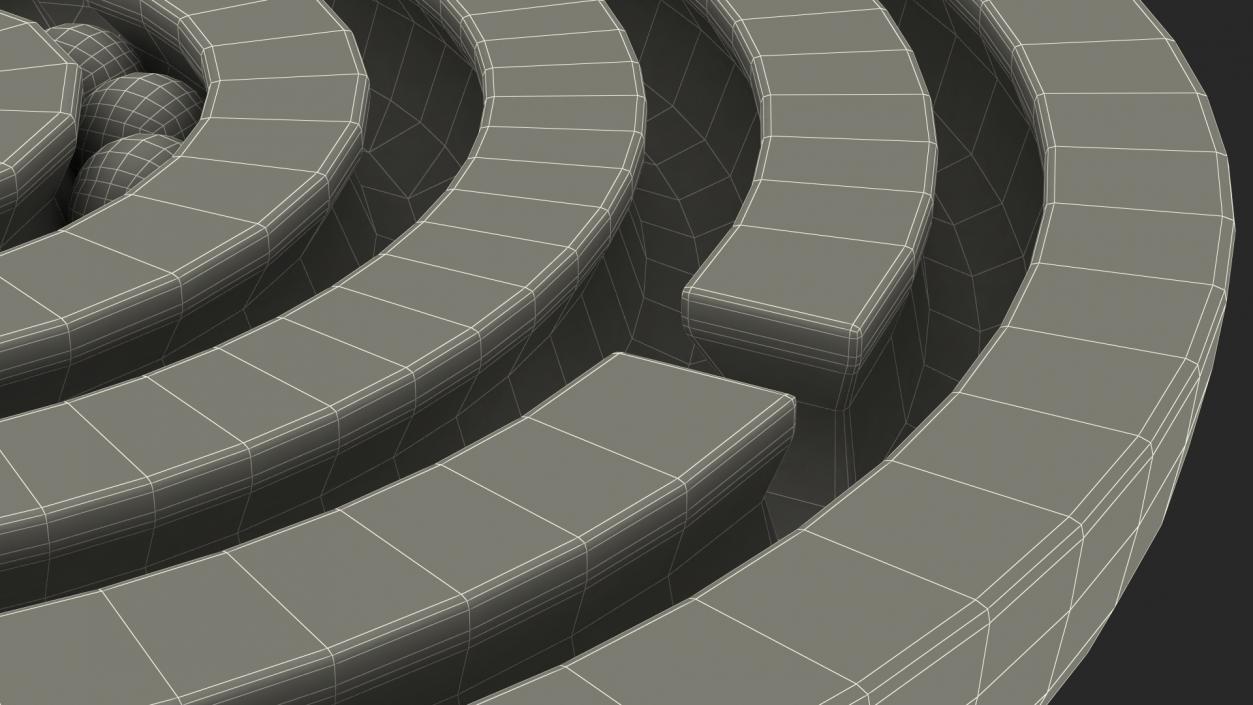 Round Wooden Marble Labyrinth Game 3D model