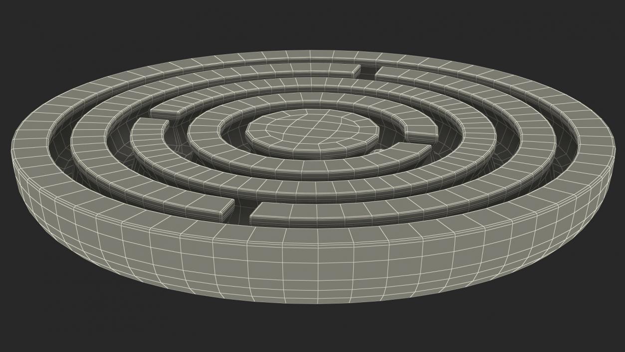 Round Wooden Marble Labyrinth Game 3D model