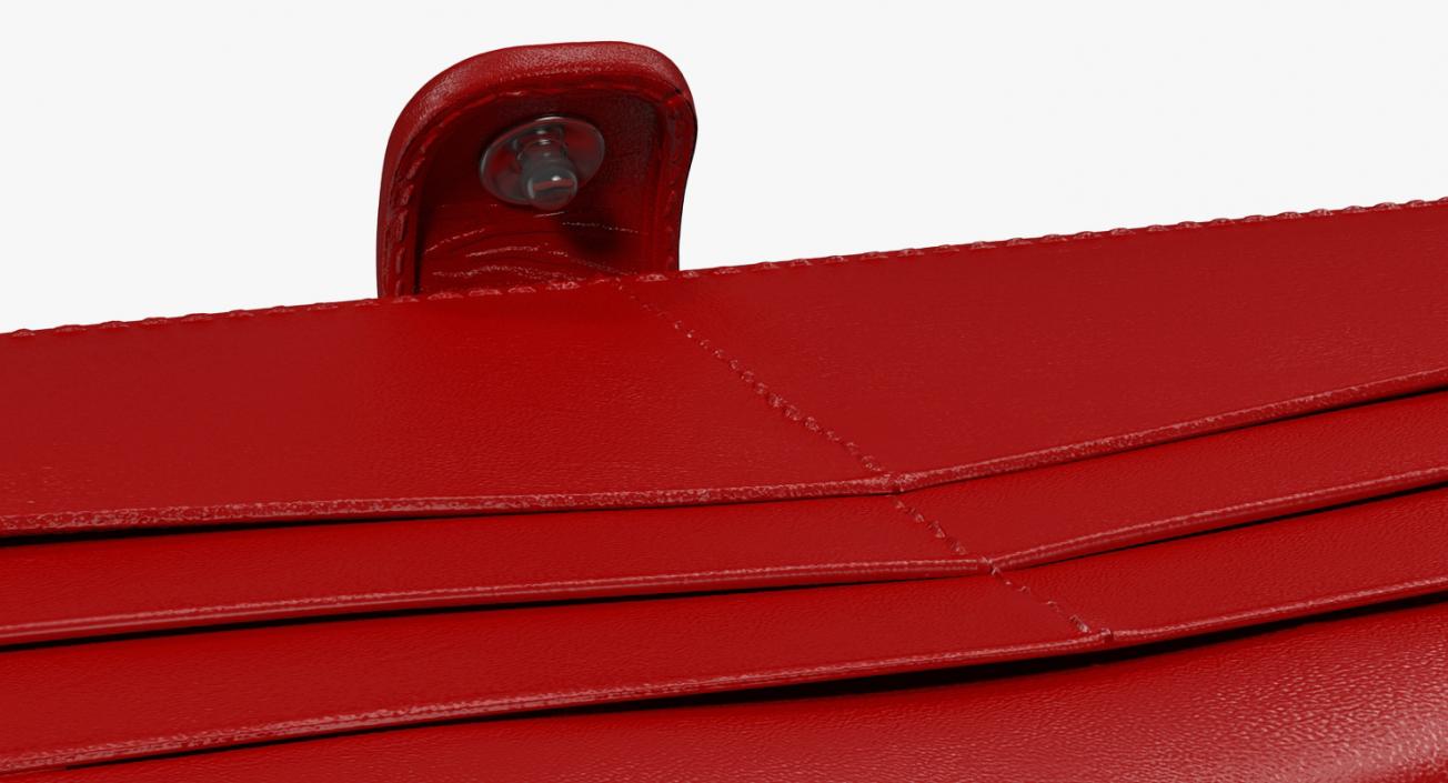 Leather Women Long Wallet Open Red 3D model