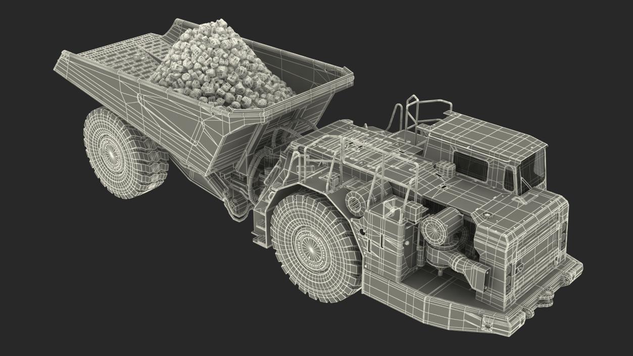 Caterpillar AD45B Mining Truck With Coal Rigged 3D