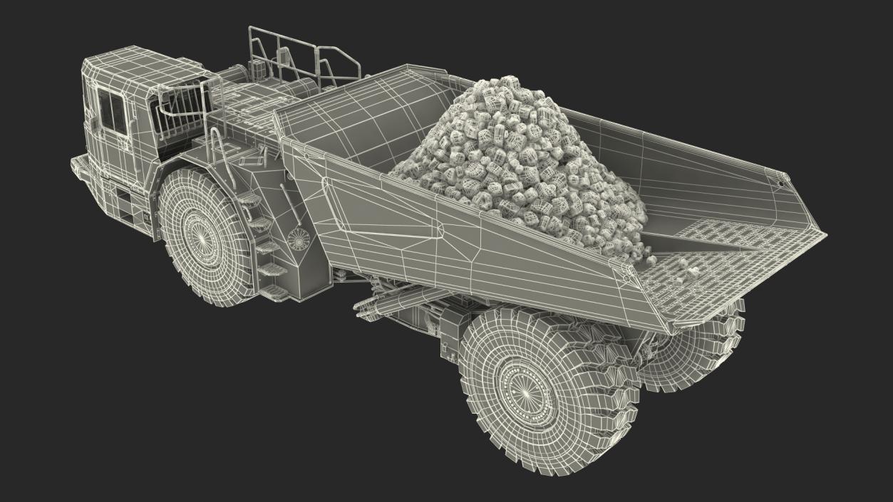 Caterpillar AD45B Mining Truck With Coal Rigged 3D