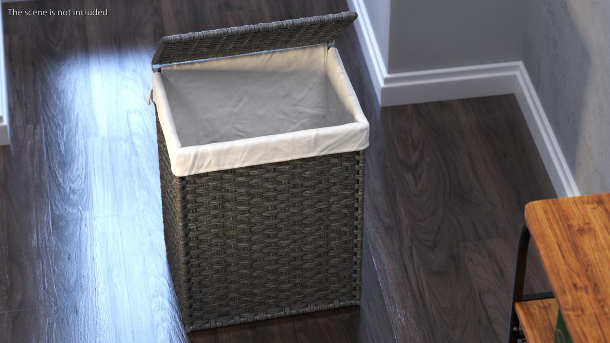 3D model Rattique Laundry Hamper with Liner Black