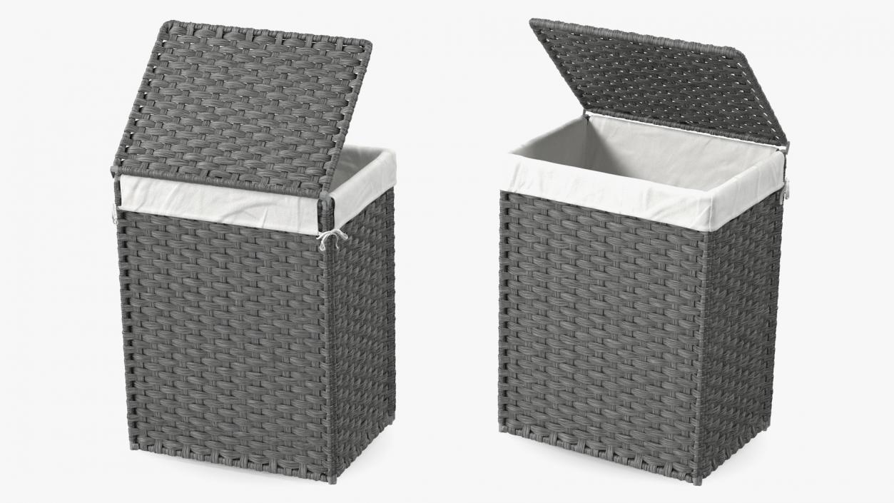 3D model Rattique Laundry Hamper with Liner Black