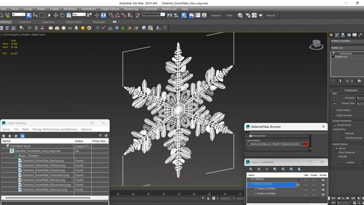 3D Detailed Snowflake model