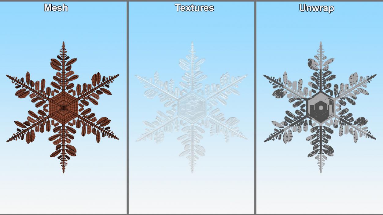 3D Detailed Snowflake model