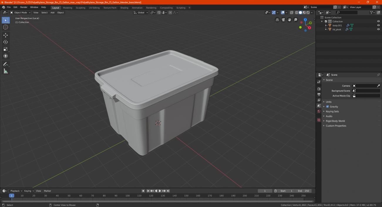 Polyethylene Storage Bin 25 Gallon 3D model