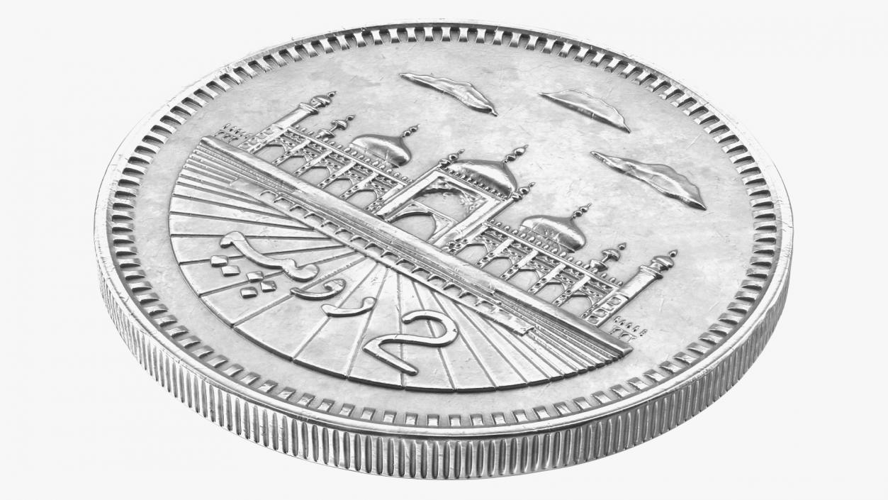 2 Pakistan Rupees Silver 3D model