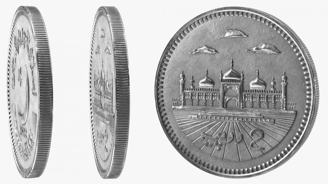 2 Pakistan Rupees Silver 3D model