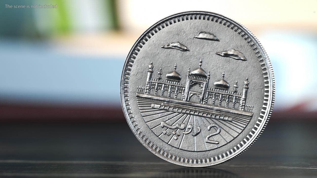 2 Pakistan Rupees Silver 3D model