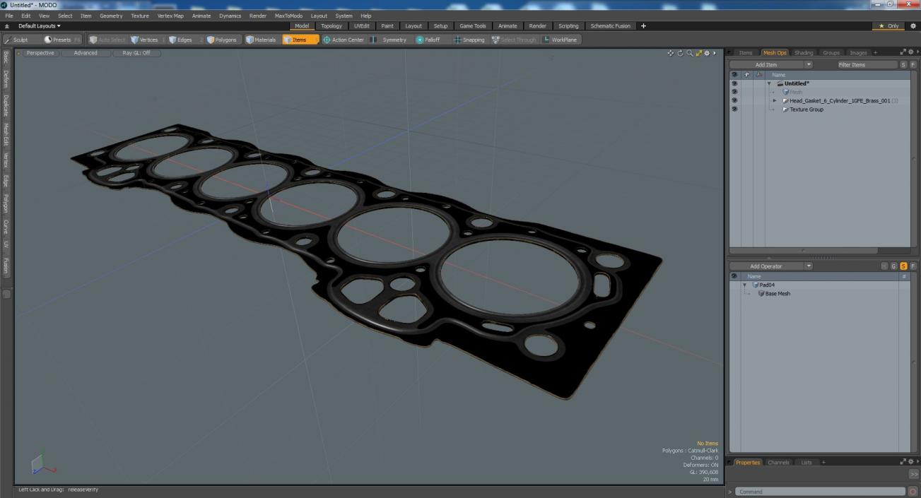 3D Head Gasket 6 Cylinder 1GFE Brass model