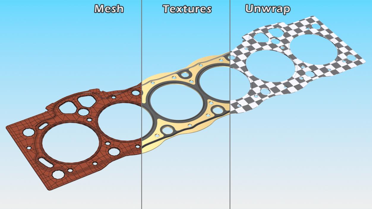 3D Head Gasket 6 Cylinder 1GFE Brass model