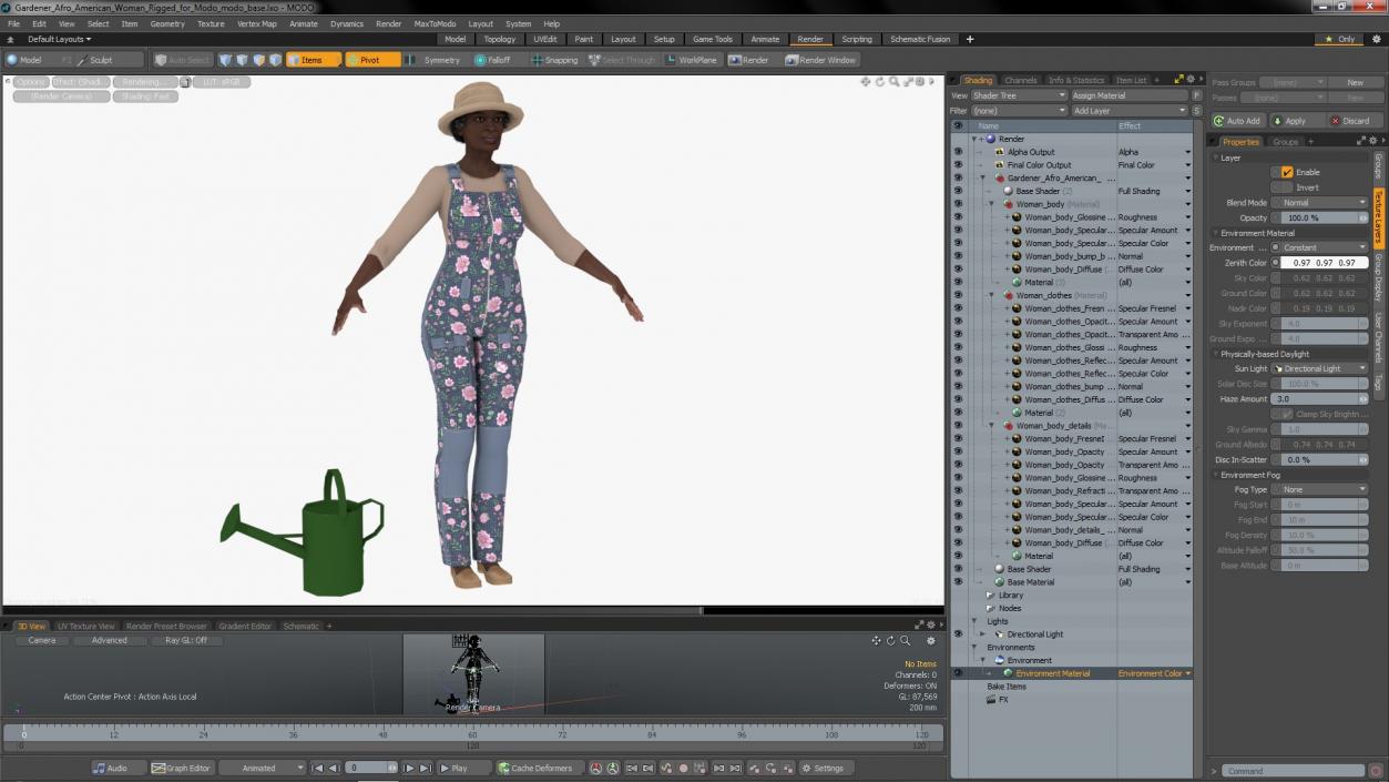 Gardener Afro American Woman Rigged for Modo 3D model