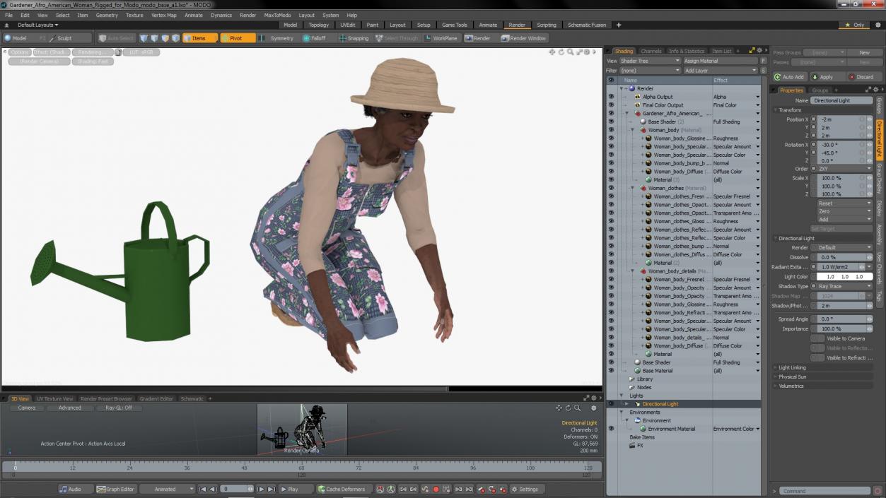 Gardener Afro American Woman Rigged for Modo 3D model