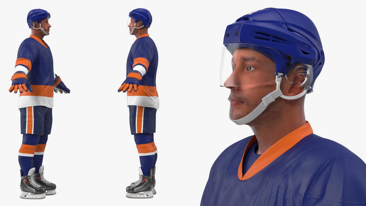 3D model Hockey Player Blue Rigged