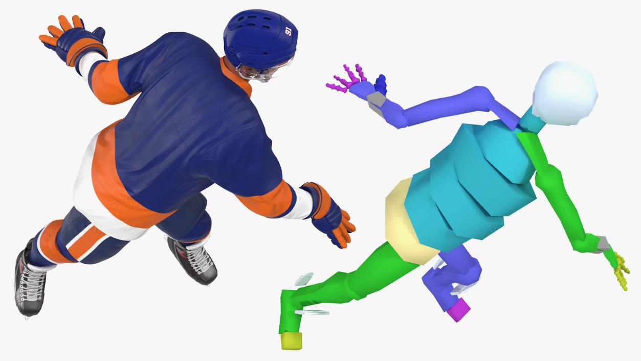 3D model Hockey Player Blue Rigged