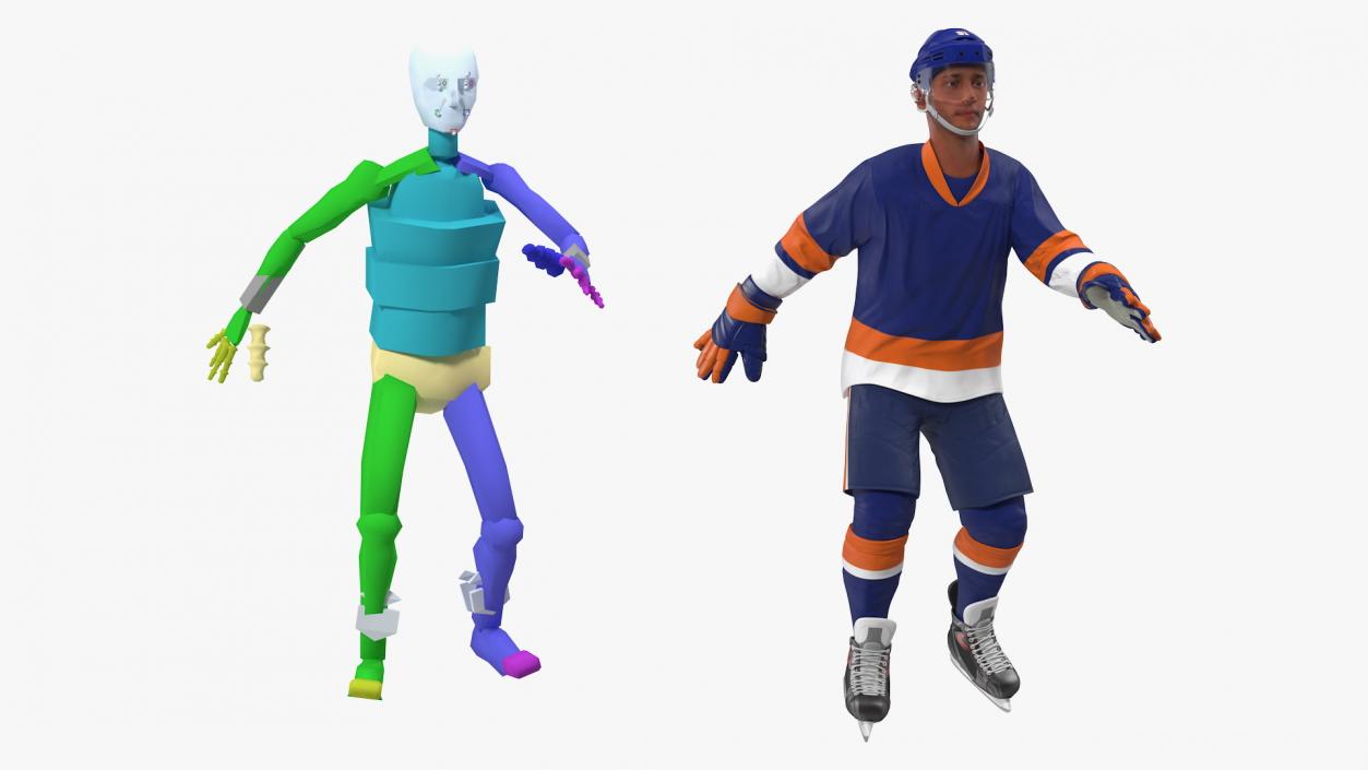 3D model Hockey Player Blue Rigged