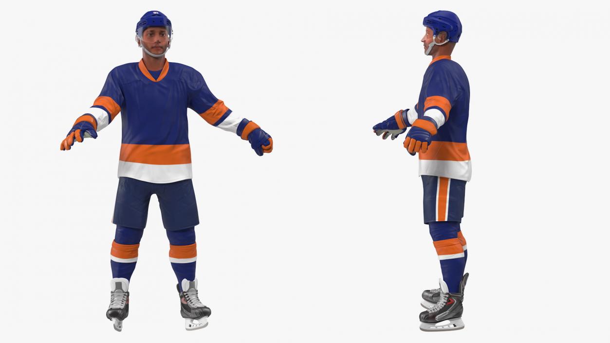 3D model Hockey Player Blue Rigged