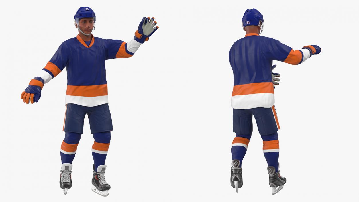 3D model Hockey Player Blue Rigged