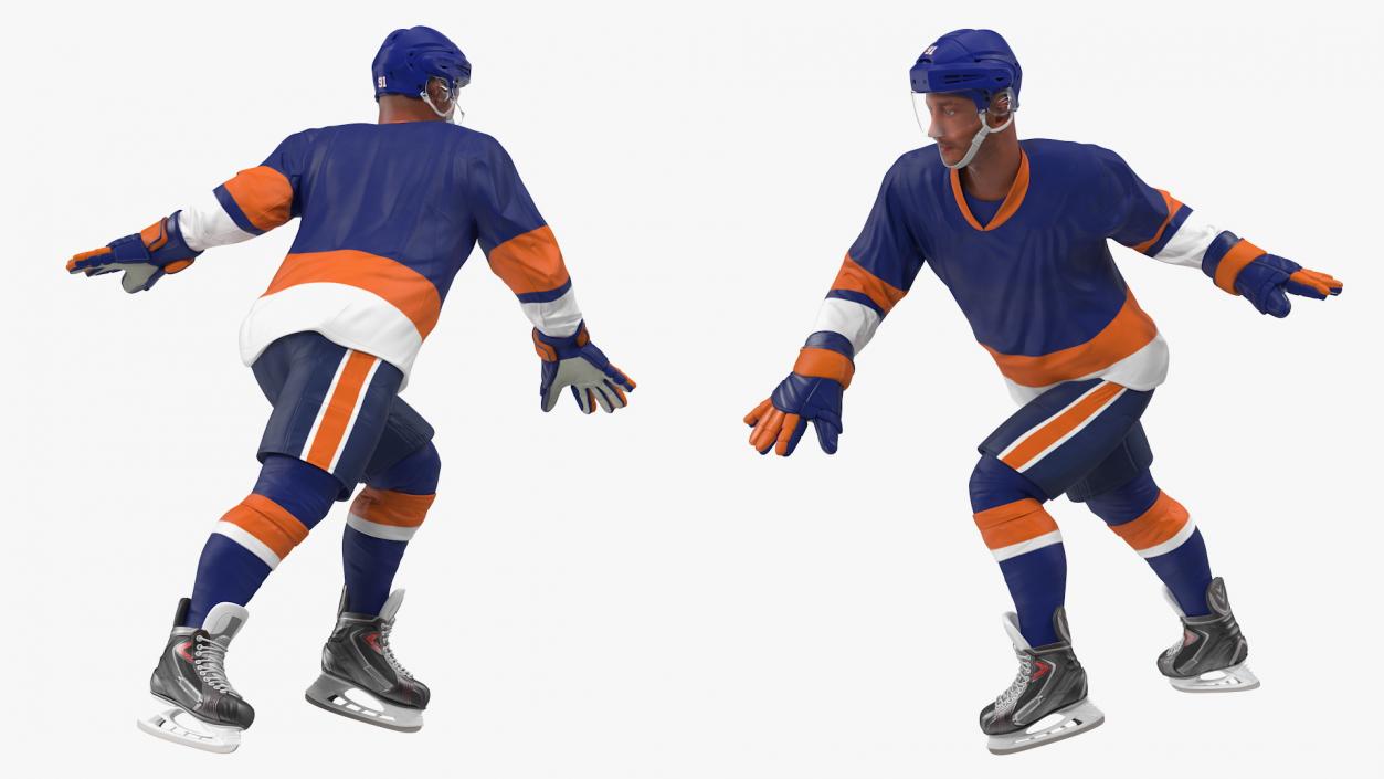 3D model Hockey Player Blue Rigged