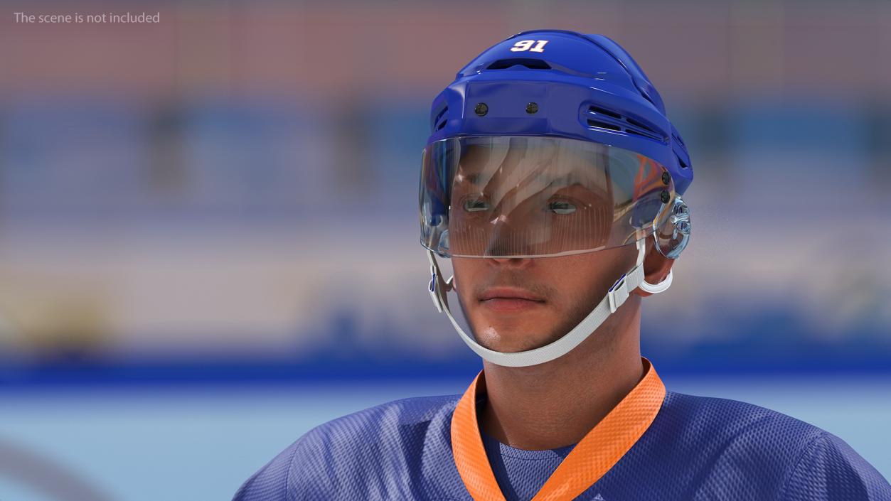 3D model Hockey Player Blue Rigged