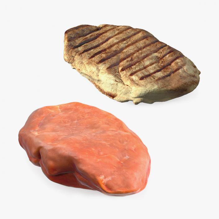 3D model Raw and Roast Steak Collection