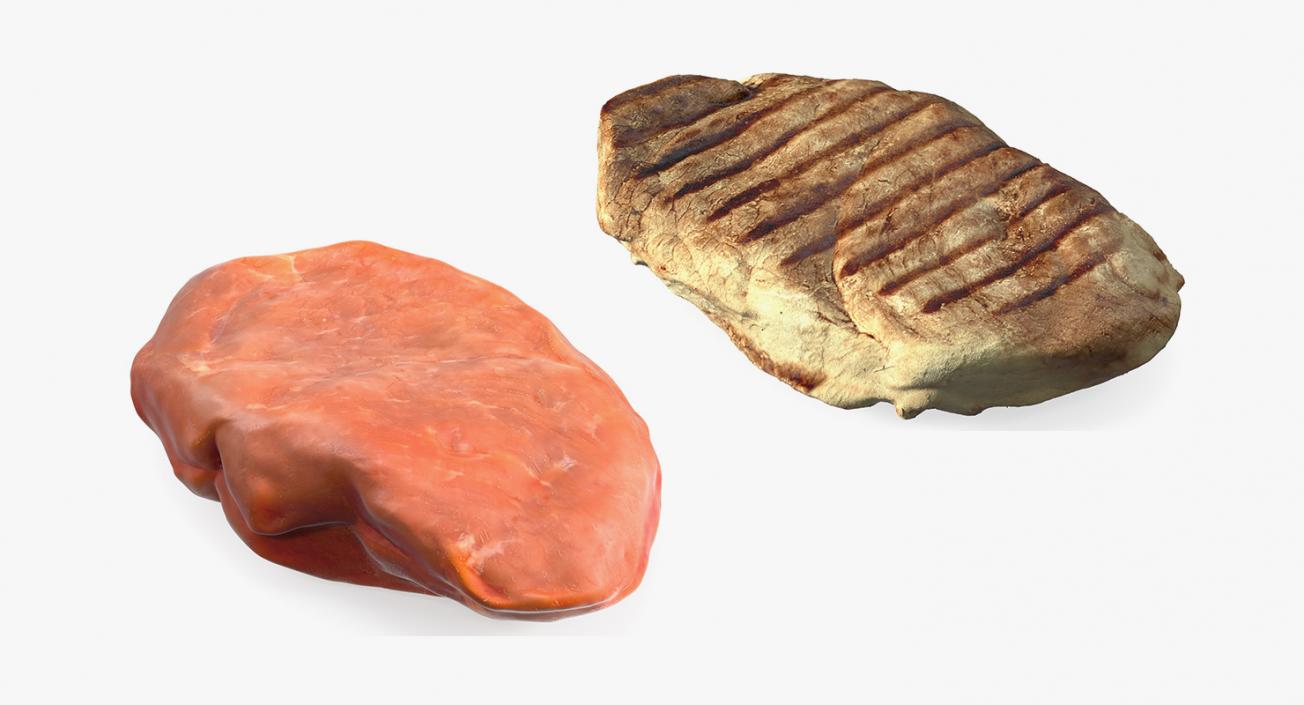 3D model Raw and Roast Steak Collection