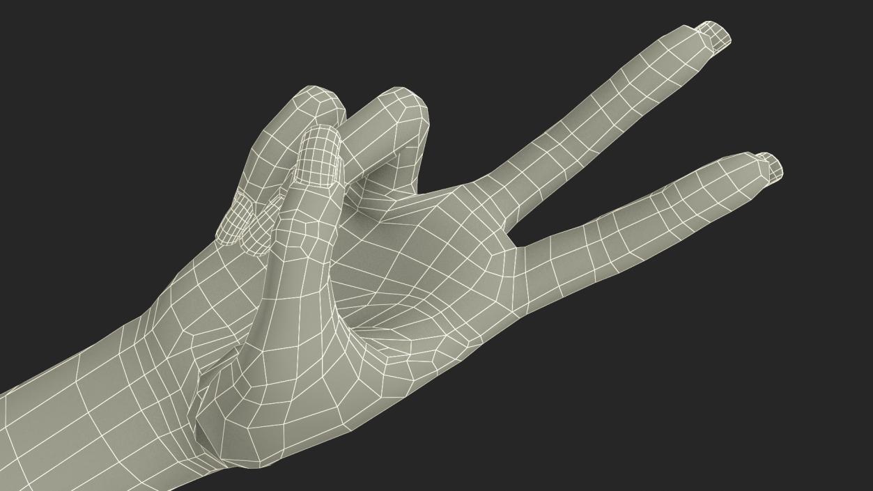 Female Caucasian Hand Victory Sign Pose 3D model