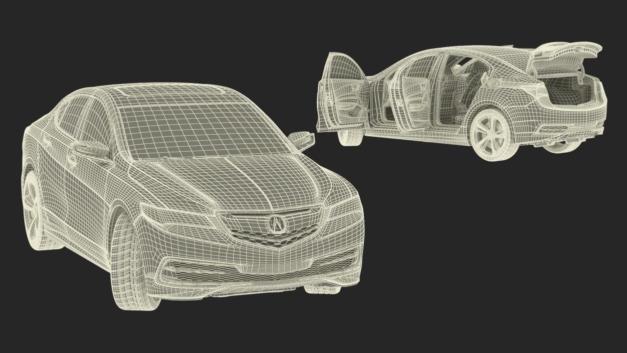 3D Acura TLX 2015 4dr Sedan Rigged