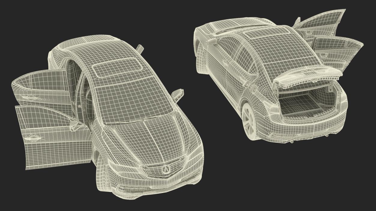 3D Acura TLX 2015 4dr Sedan Rigged