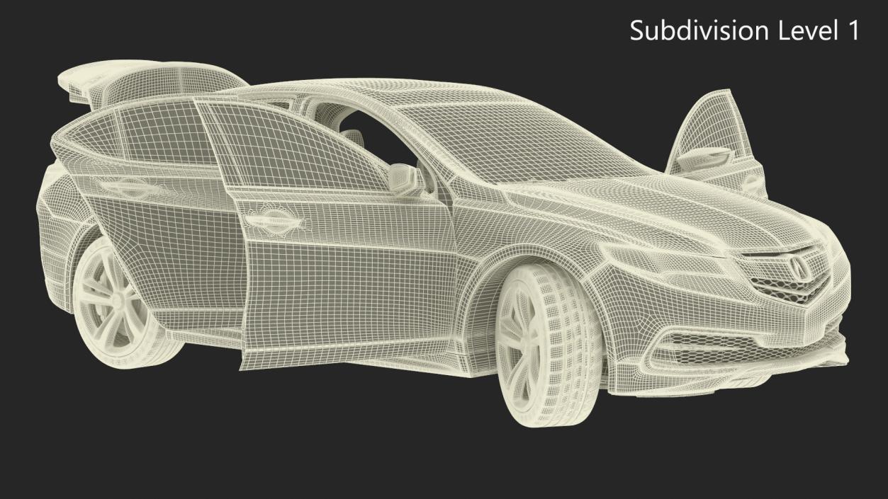 3D Acura TLX 2015 4dr Sedan Rigged