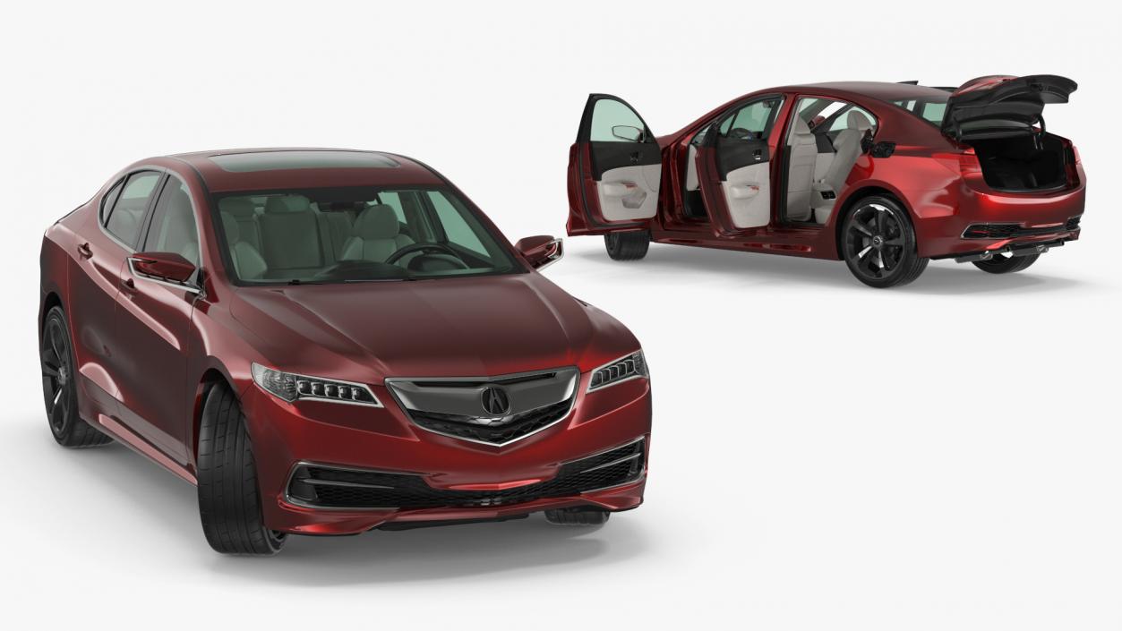 3D Acura TLX 2015 4dr Sedan Rigged