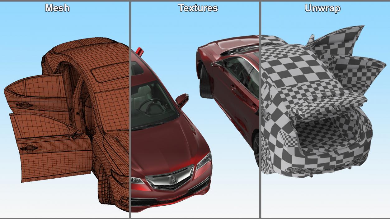 3D Acura TLX 2015 4dr Sedan Rigged