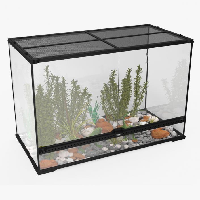 3D model Large Terrarium with Plants Garden and Two Iguanas