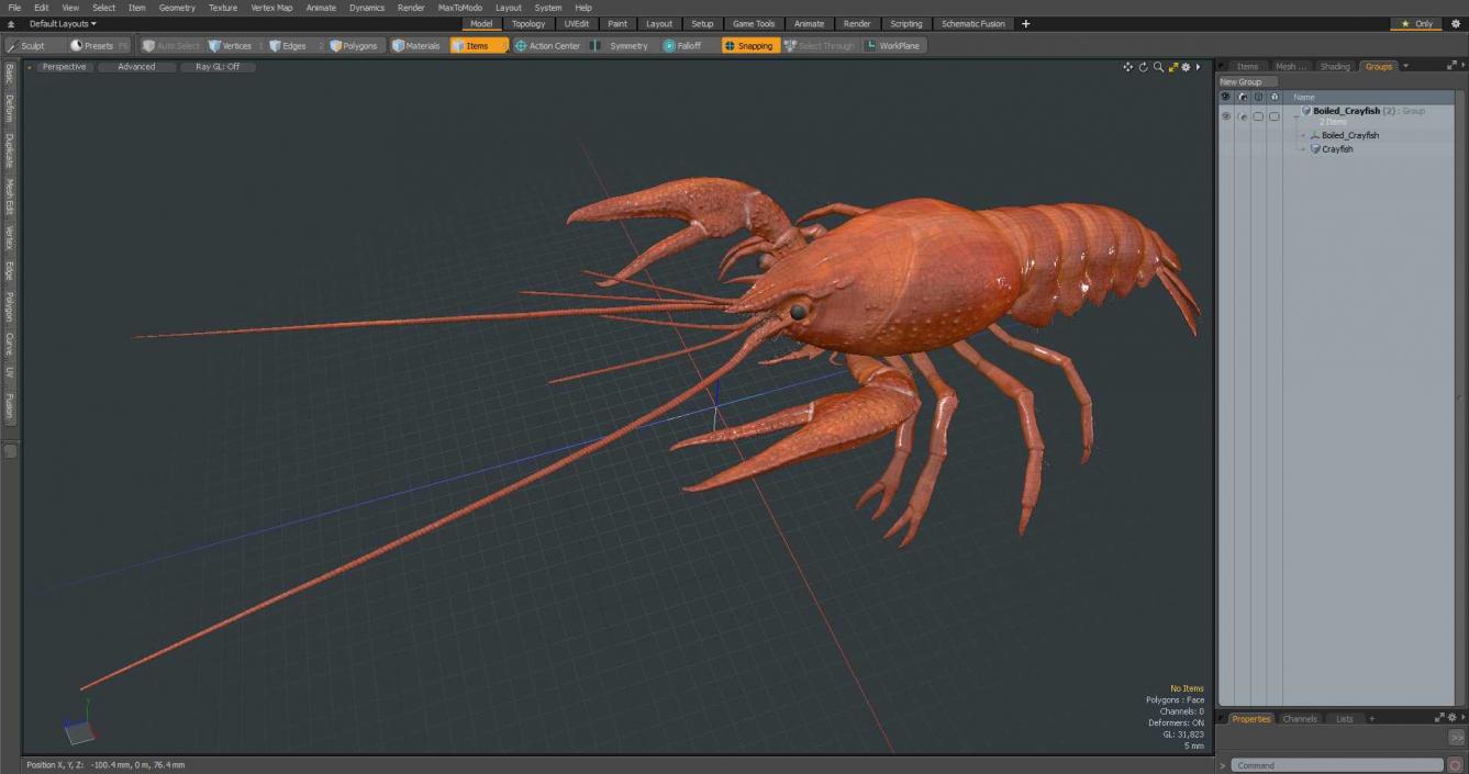 3D model Boiled Crayfish