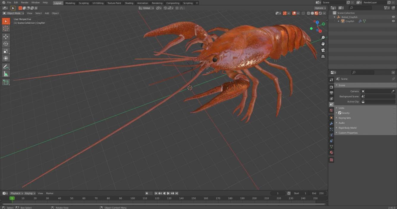 3D model Boiled Crayfish