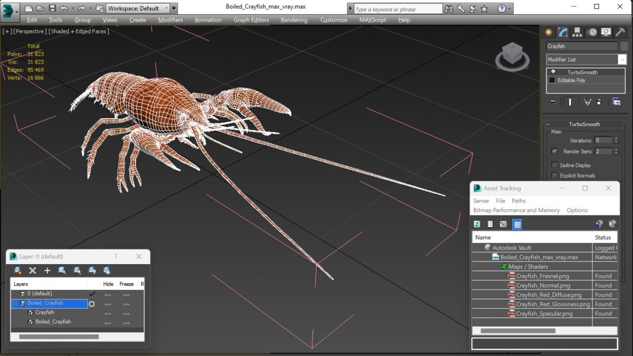 3D model Boiled Crayfish