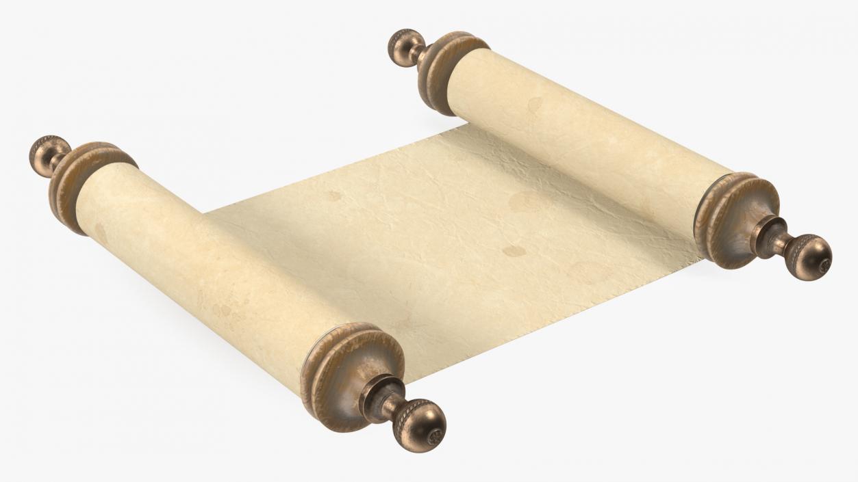 Antique Unfolded Blank Parchment Scroll 3D model